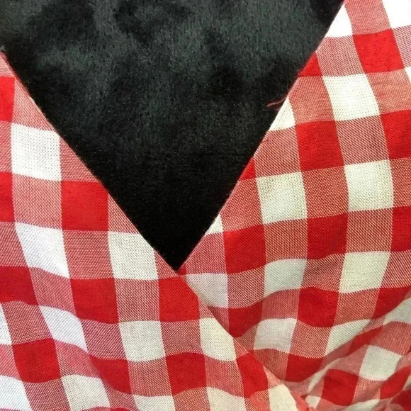Lane Bryant Fit & Flatter Gingham Red/White V-neck Long Sleeve tie waist wrap - Picture 3 of 11
